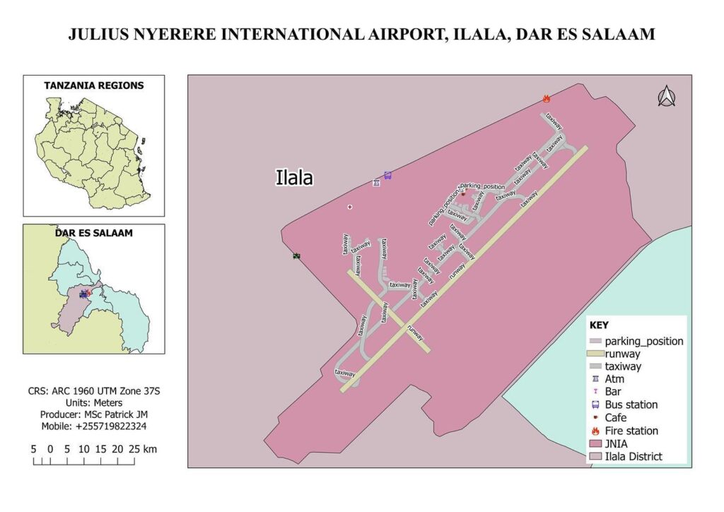 map of dar airport in ilala